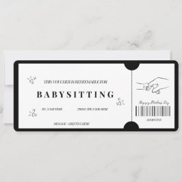 Convites Voucher de Babá Minimalista em Negrito