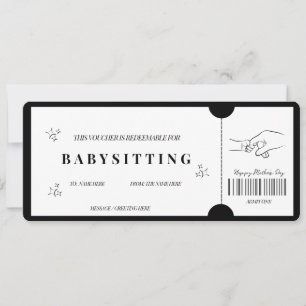 Convites Voucher de Babá Minimalista em Negrito