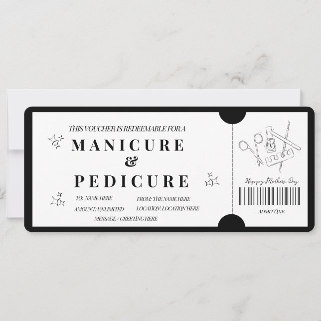 Convites Voucher de Manicure e Pedicure Minimalista Ousada (Frente)