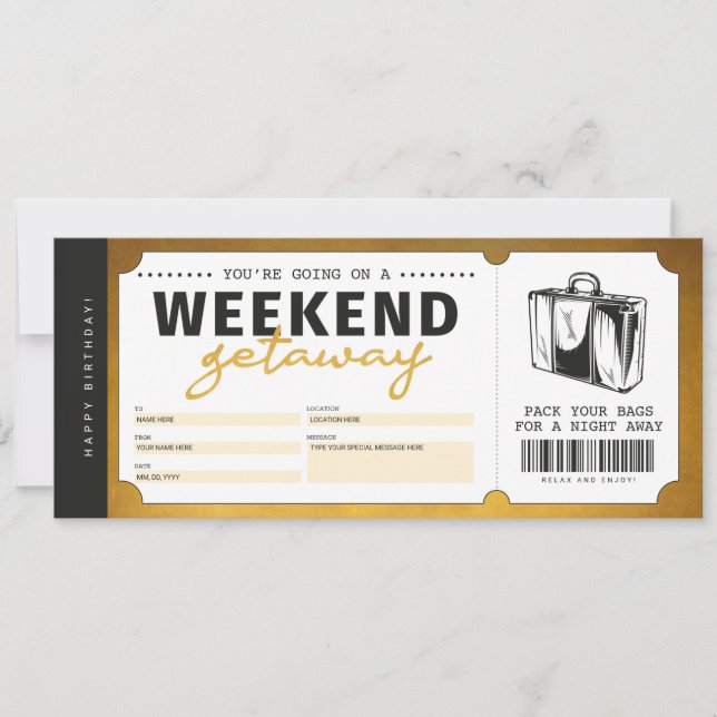 Convites Voucher de Passagem de Viagem de Fim de Semana Our (Frente)