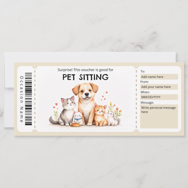 Convites Voucher de Pet Sitter (Frente)