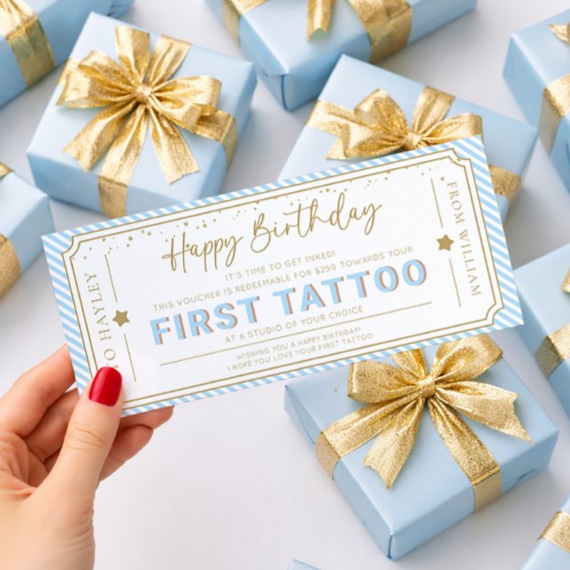 Convites Voucher de Presente de Aniversário de Primeira Tat (Criador carregado)