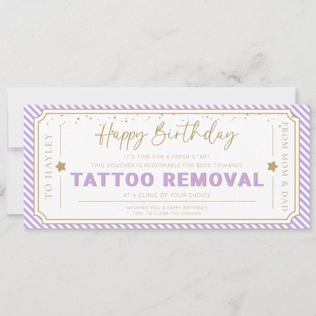 Convites Voucher de presente de aniversário para remoção de (Frente)