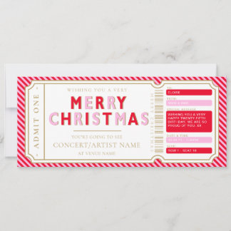 Convites Voucher de Presente de Bilhete de Natal Cor-de-Ros
