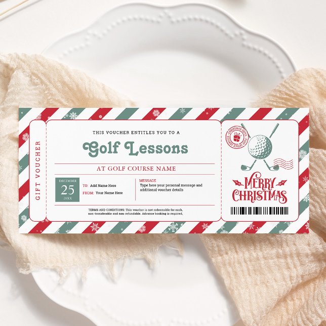 Convites Voucher de Presente de Natal para Lição de Golfe (Criador carregado)