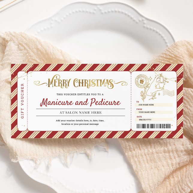 Convites Voucher de Presente de Natal para Manicure e Pedic (Criador carregado)