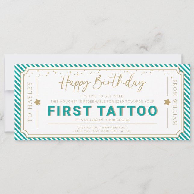 Convites Voucher de Presente de Tatuagem Aqua First para An (Frente)