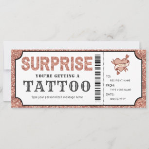 Convites Voucher de presente de tatuagem em Rose Gold pesso