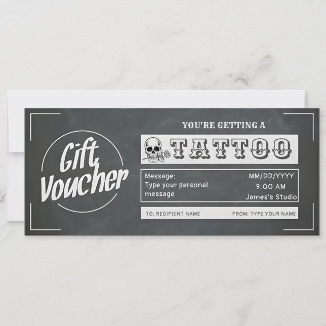 Convites Voucher de Presente de Tatuagem Personalizada Simp (Frente)