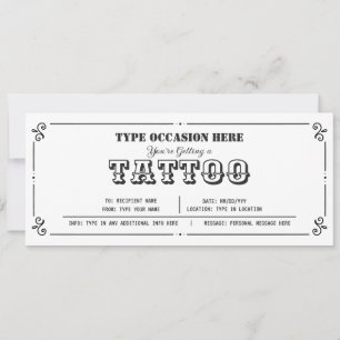 Convites Voucher de Presente de Tatuagem Personalizável par