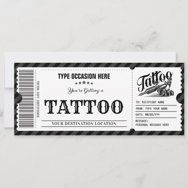 Convites Voucher de Presente de Tatuagem Pessoal (Frente)