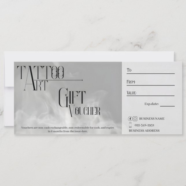 Convites Voucher de presentes de tatuagem personalizável (Frente)