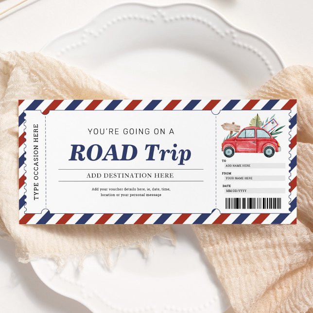 Convites Voucher de Viagem de Presente de Viagem de Carro (Criador carregado)