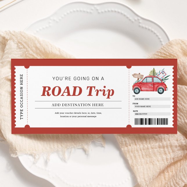 Convites Voucher de Viagem de Presente Vermelho Viagem de C (Criador carregado)