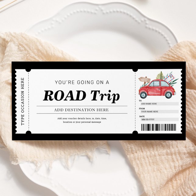 Convites Voucher de Viagem Presente de Viagem de Carro (Criador carregado)