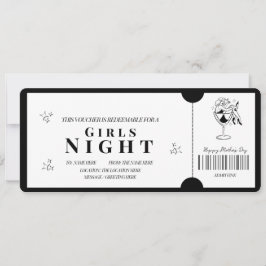 Convites Voucher Minimalista Ousado para Noite das Meninas