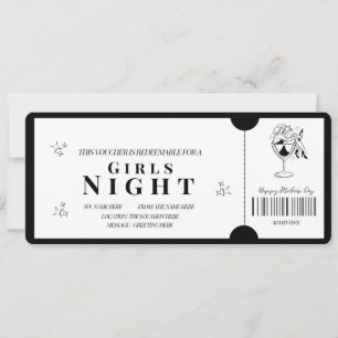 Convites Voucher Minimalista Ousado para Noite das Meninas