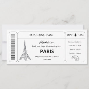 Convites Voucher Personalizado, Passagem de Embarque para V