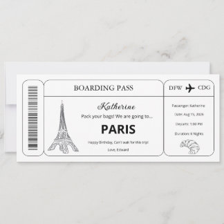 Convites Voucher Personalizado, Passagem de Embarque para V