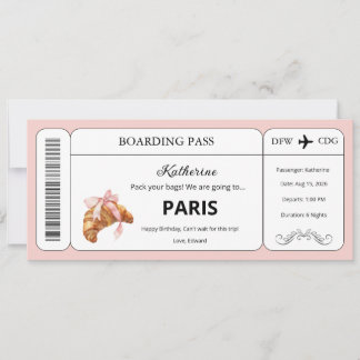 Convites Voucher Personalizado, Passagem de Embarque para V