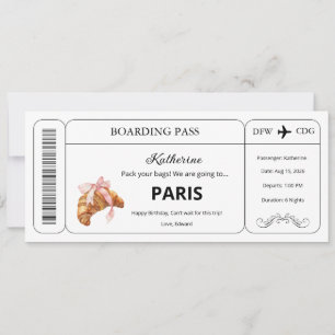 Convites Voucher Personalizado, Passagem de Embarque para V
