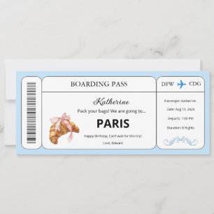 Convites Voucher Personalizado, Passagem de Embarque para V