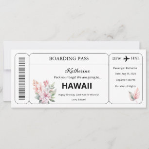 Convites Voucher Personalizado, Passagem de Embarque para V