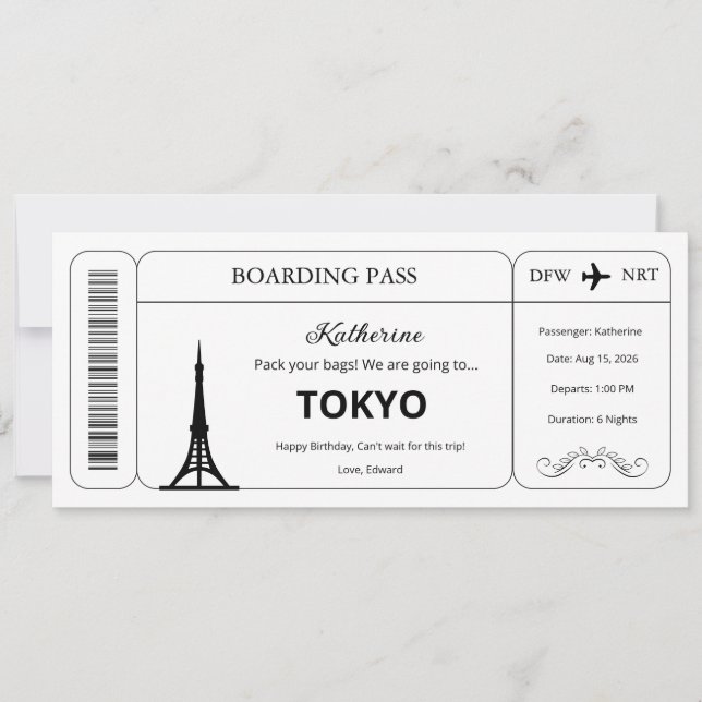 Convites Voucher Personalizado, Passagem de Embarque Passag (Frente)
