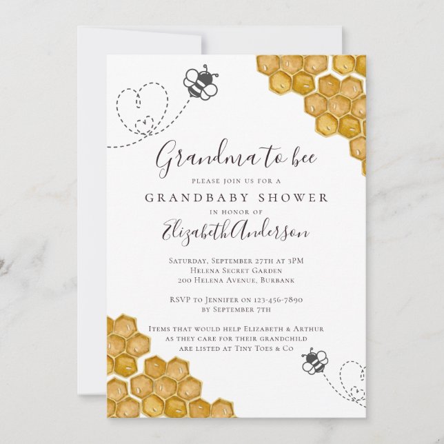 Convites Vovó para Chá de fraldas (Frente)