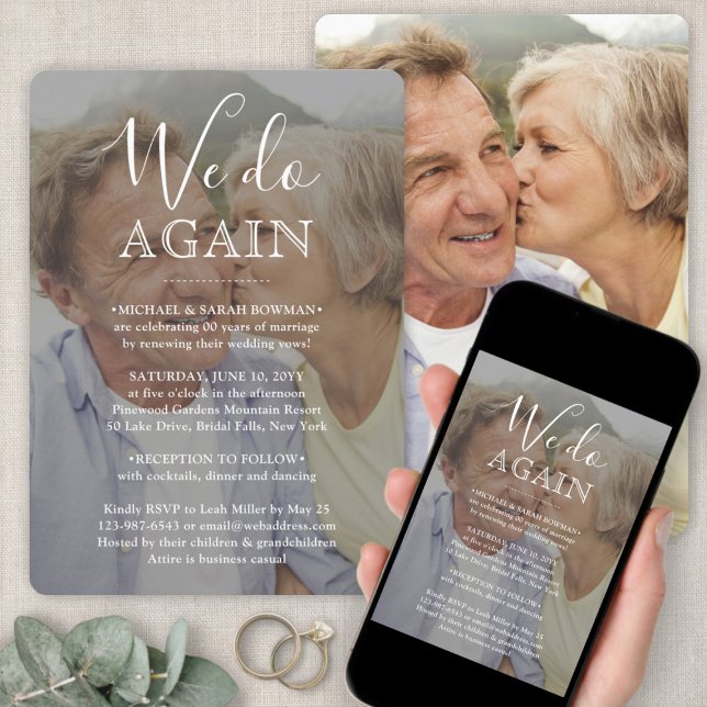 Convites Vow Renewal 2 Foto: Casamento de Texto Branco Nova (Criador carregado)