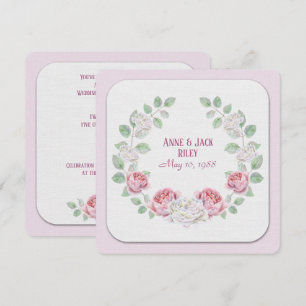 Convites Vow Renewal Ceremony-watercolor rosa wreath