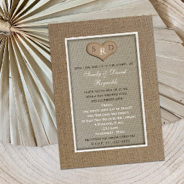 Convites Vow Renewal Rustic Burlap Frame com Coração
