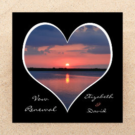 Convites Vow Renewal Sunset em Coração em Preto