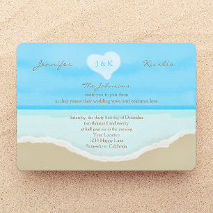 Convites Vow Renewal Watercolor Beach Blue