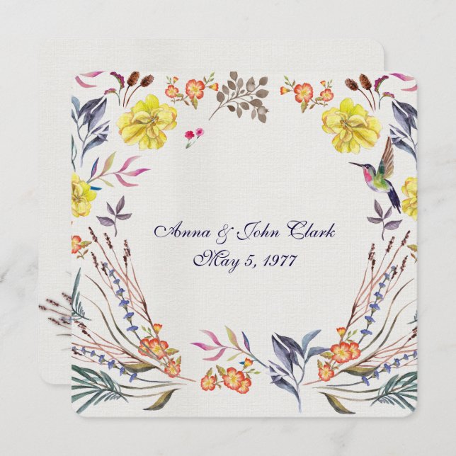 Convites Vow Renewal Watercolor border (Frente/Verso)