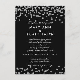 Convites Vow Renewer Silver Faux Glitter Confetti Black