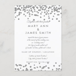 Convites Vow Renewer Silver Faux Glitter Confetti White
