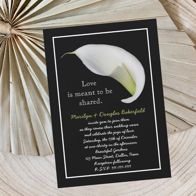 Convites Vow Renewer White Lily em Preto (Criador carregado)