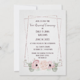 Convites Vow Renewing Pink Anemone e Glitter Frame Invitat