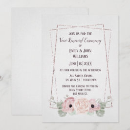 Convites Vow Renewing Pink Anemone e Glitter Frame Invitat