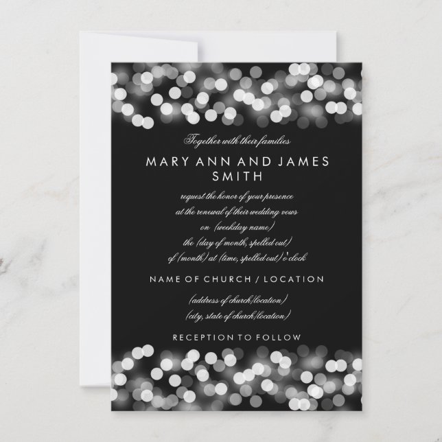 Convites Vow Renewing Silver Hollywood Glam (Frente)