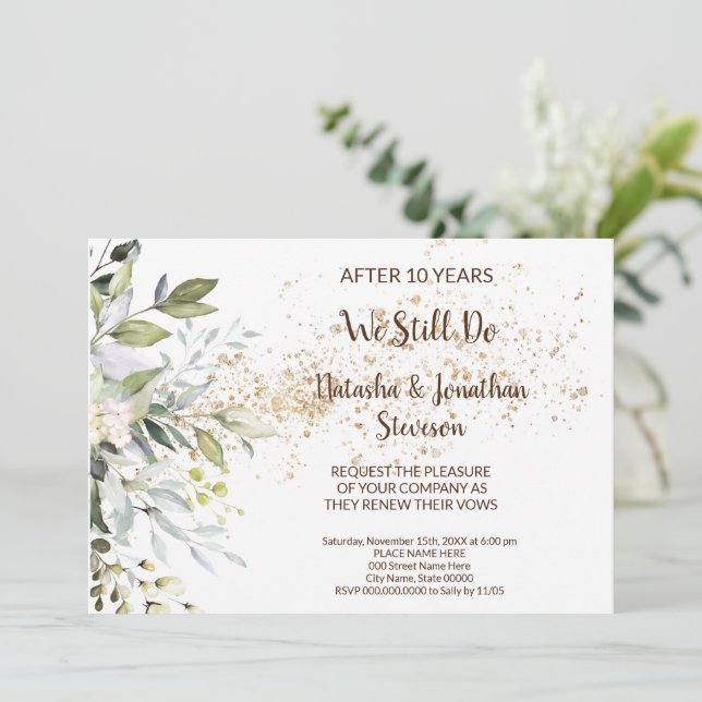 Convites Vows de renovação do aniversário de casamento de p (Em pé/Frente)