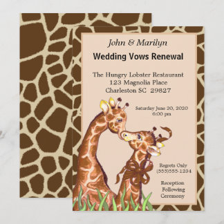 Convites Vows de renovação do casamento do Casal Giraffe
