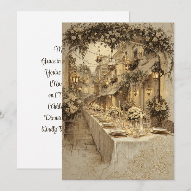 Convites Vows Marbled | Stone Grace (Frente/Verso)