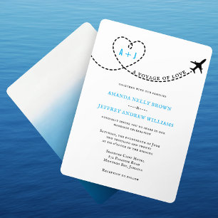 Convites Voyage of Love Airplane Route Destination Wedding