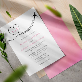 Convites Voyage of Love Airplane Route Destination Wedding