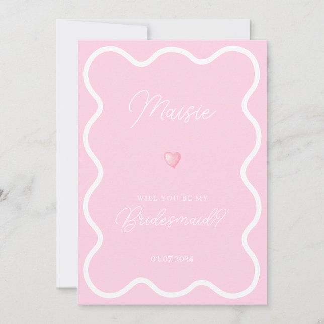 Convites Voz branca rosa será minha proposta de madrinha (Frente)