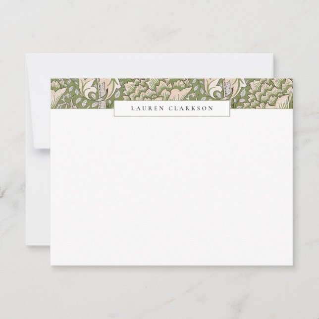 Convites W. Morris Green Floral Top Border Stationery card (Frente)