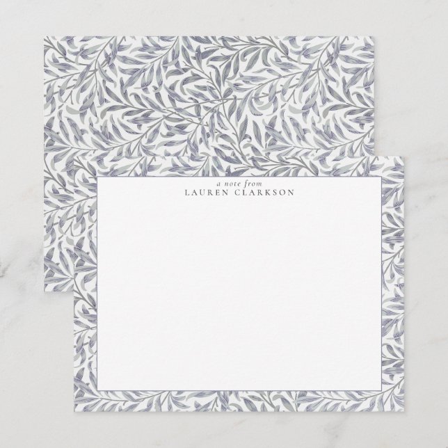 CONVITES W. MORRIS WILLOW BOUGH LIGHT BLUE/GRAY NOTE CARD (Frente/Verso)