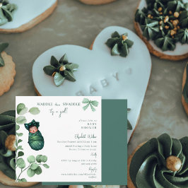 Convites Waddle então Swaddle É uma Chá de fraldas Verde